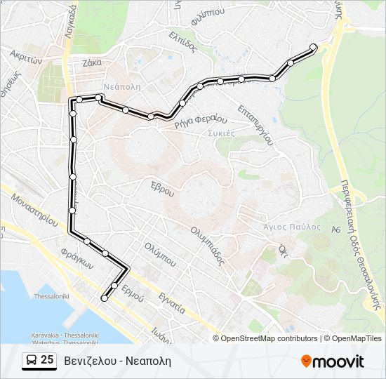 Χάρτης Γραμμής 25 λεωφορείο