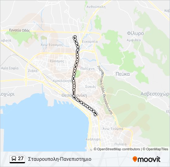 Χάρτης Γραμμής 27 λεωφορείο