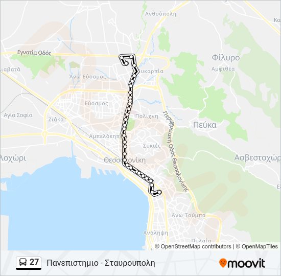 Χάρτης Γραμμής 27 λεωφορείο