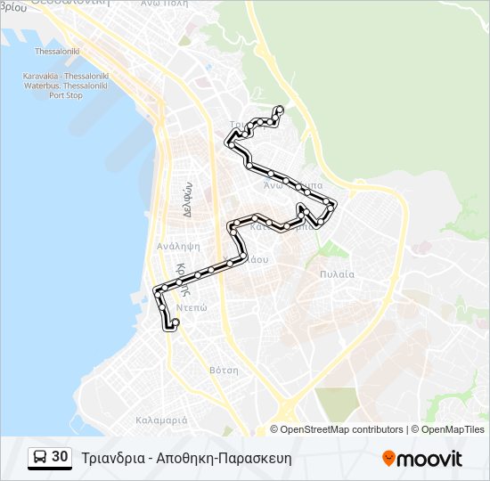 Χάρτης Γραμμής 30 λεωφορείο