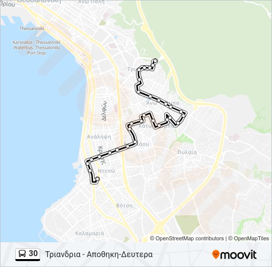 Χάρτης Γραμμής 30 λεωφορείο