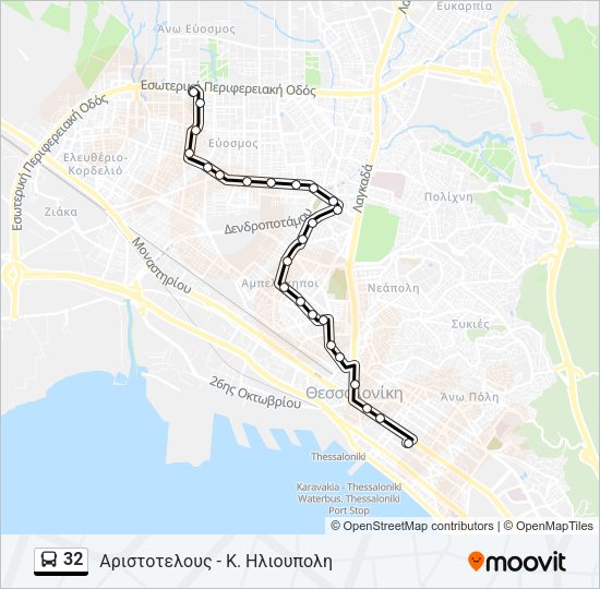 Χάρτης Γραμμής 32 λεωφορείο