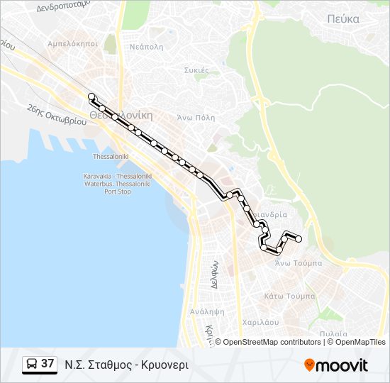 Χάρτης Γραμμής 37 λεωφορείο