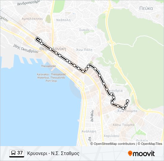 Χάρτης Γραμμής 37 λεωφορείο