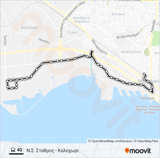 Χάρτης Γραμμής 40 λεωφορείο