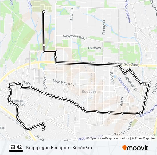 Χάρτης Γραμμής 42 λεωφορείο