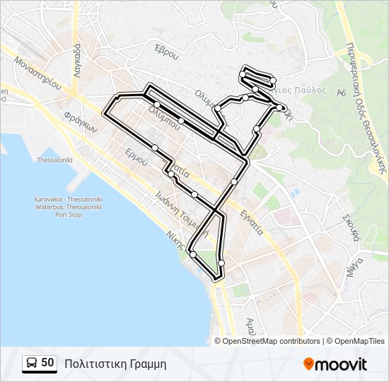 Χάρτης Γραμμής 50 λεωφορείο