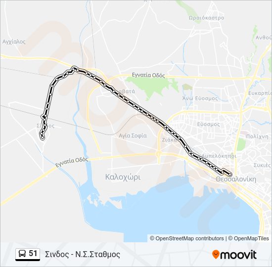 Χάρτης Γραμμής 51 λεωφορείο