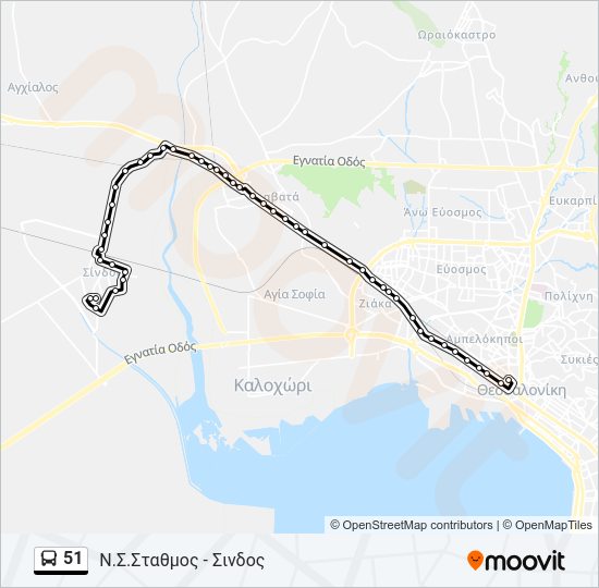 Χάρτης Γραμμής 51 λεωφορείο