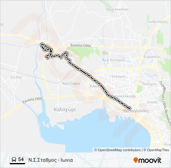 54 Bus Line Map