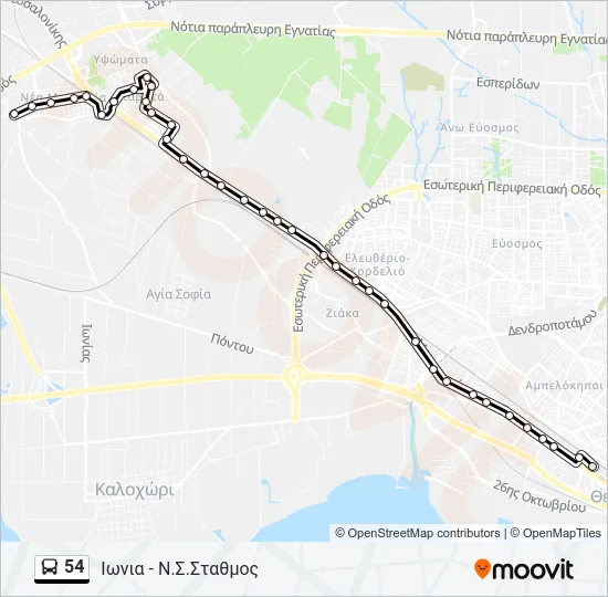 54 Bus Line Map