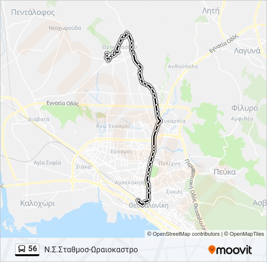 Χάρτης Γραμμής 56 λεωφορείο