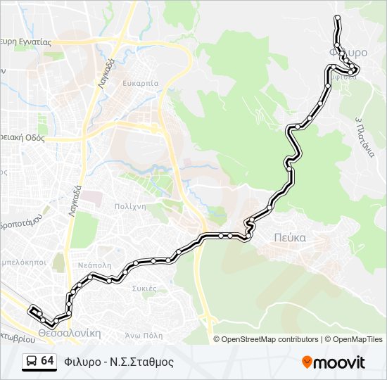 Χάρτης Γραμμής 64 λεωφορείο