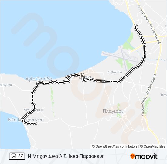 Χάρτης Γραμμής 72 λεωφορείο