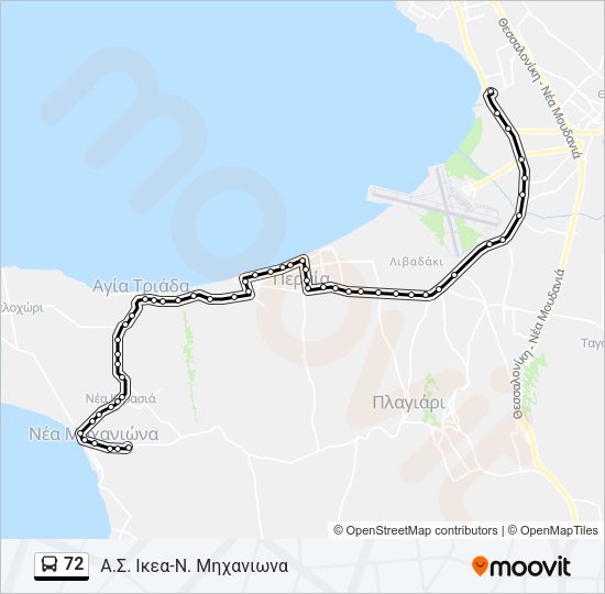 Χάρτης Γραμμής 72 λεωφορείο