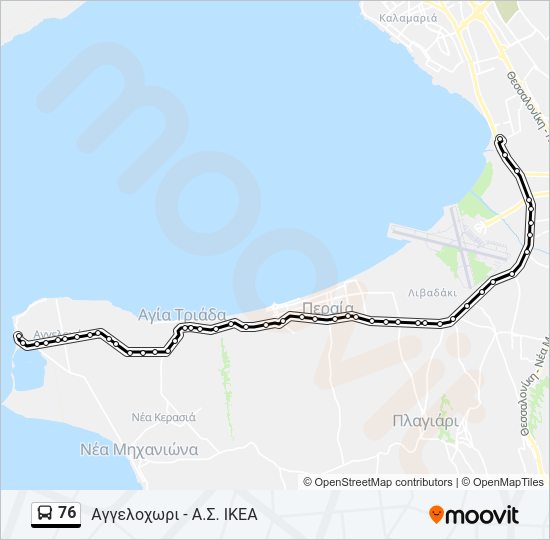 Χάρτης Γραμμής 76 λεωφορείο