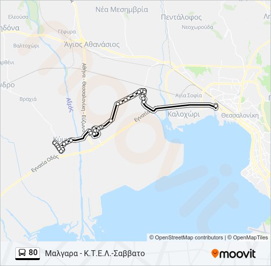Χάρτης Γραμμής 80 λεωφορείο