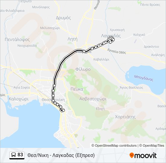 Χάρτης Γραμμής 83 λεωφορείο