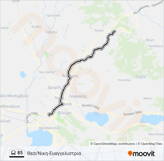 Χάρτης Γραμμής 85 λεωφορείο