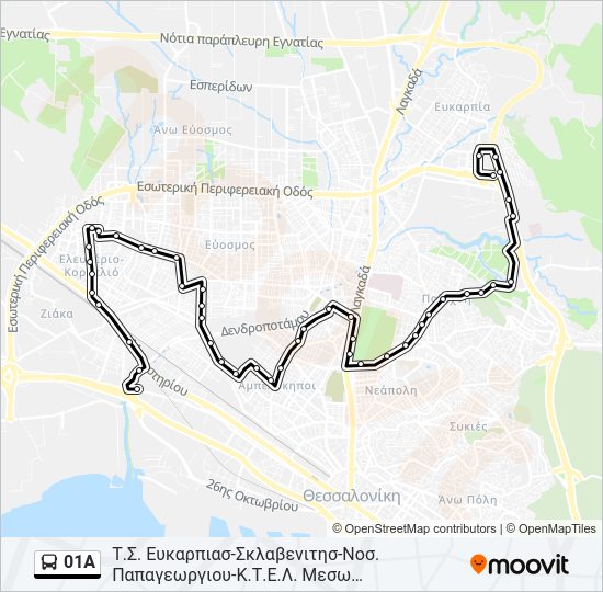 Χάρτης Γραμμής 01A λεωφορείο