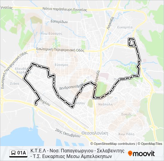 Χάρτης Γραμμής 01A λεωφορείο