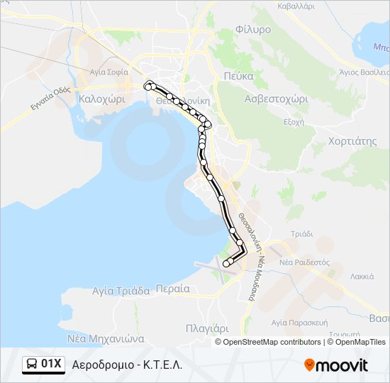 Χάρτης Γραμμής 01X λεωφορείο
