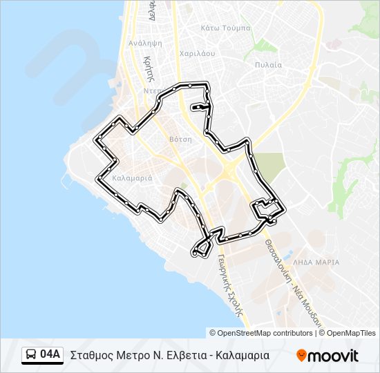 Χάρτης Γραμμής 04A λεωφορείο