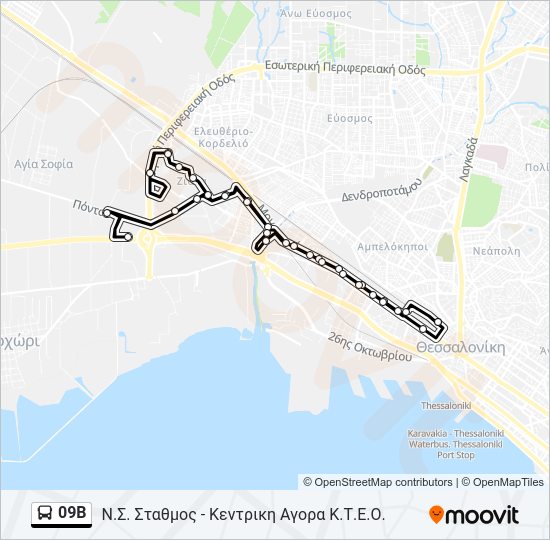 Χάρτης Γραμμής 09B λεωφορείο