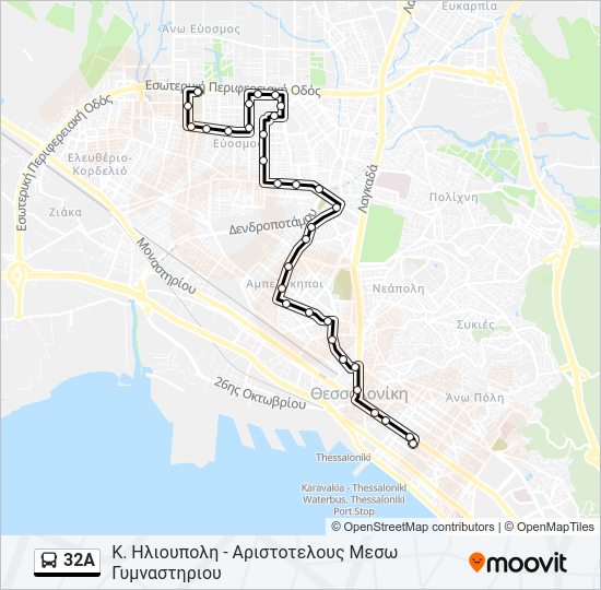 Χάρτης Γραμμής 32A λεωφορείο