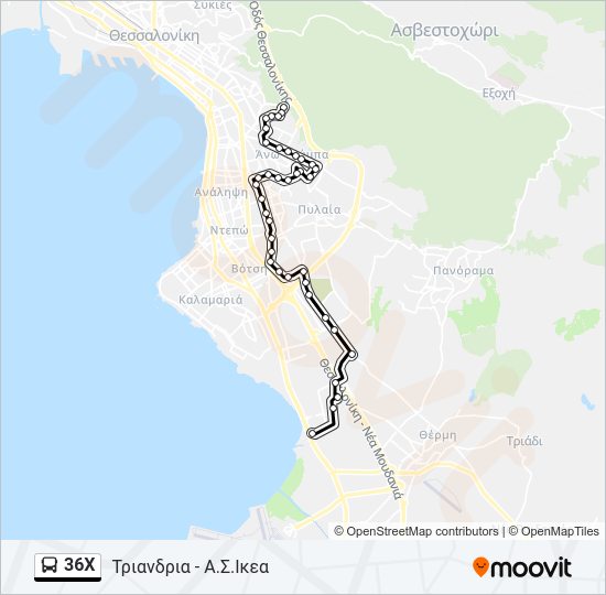 Χάρτης Γραμμής 36X λεωφορείο