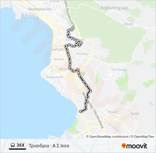 36X Bus Line Map