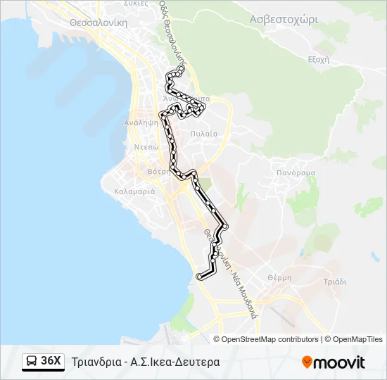 36X Bus Line Map