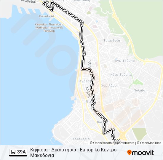 Χάρτης Γραμμής 39A λεωφορείο