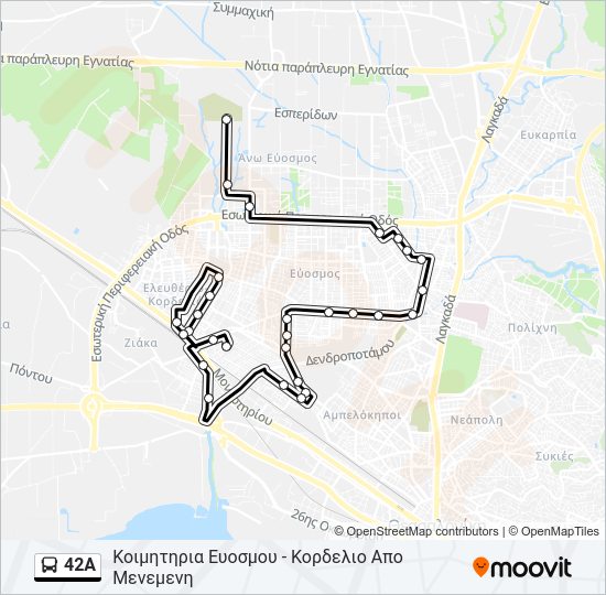 Χάρτης Γραμμής 42A λεωφορείο
