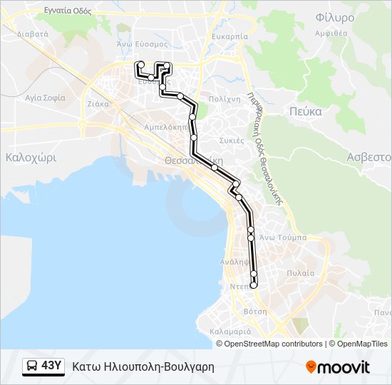 Χάρτης Γραμμής 43Y λεωφορείο