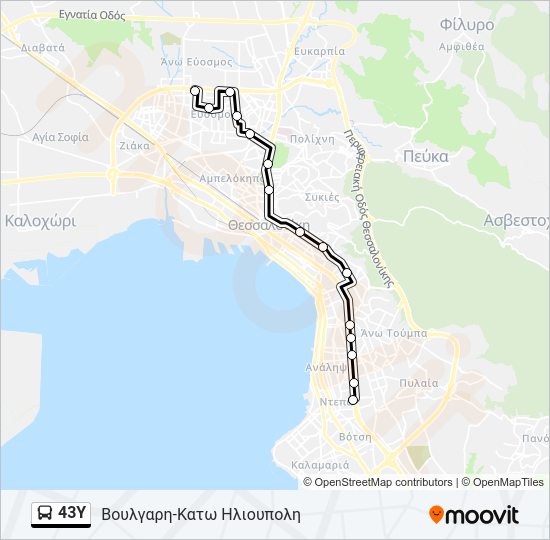 Χάρτης Γραμμής 43Y λεωφορείο
