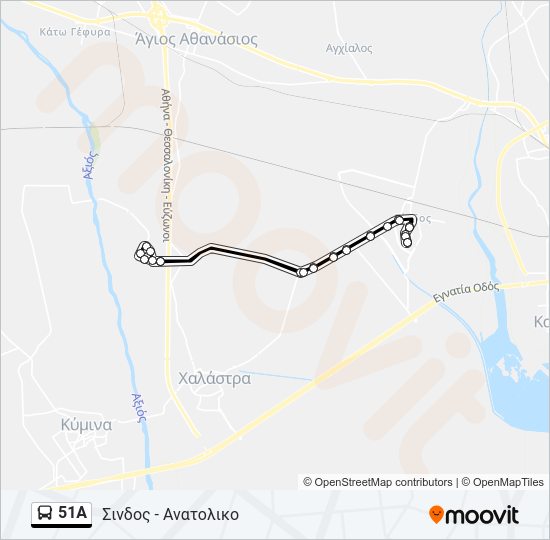 Χάρτης Γραμμής 51A λεωφορείο