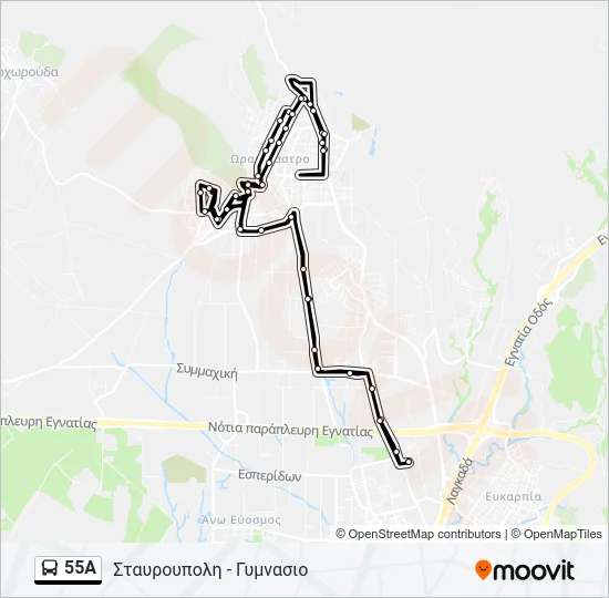 55A Bus Line Map