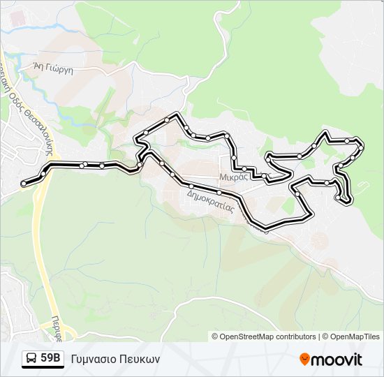 Χάρτης Γραμμής 59B λεωφορείο
