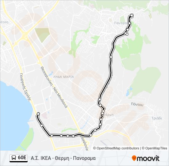 Χάρτης Γραμμής 60E λεωφορείο