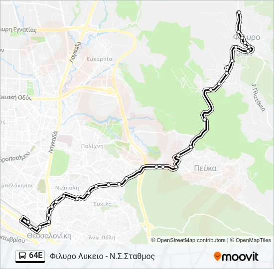 64E Bus Line Map