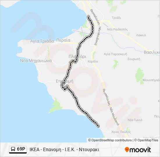 69P Bus Line Map