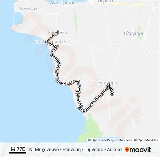 77E Bus Line Map