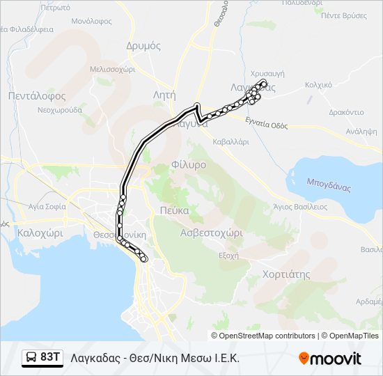 Χάρτης Γραμμής 83T λεωφορείο