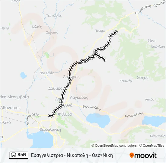 85N Bus Line Map