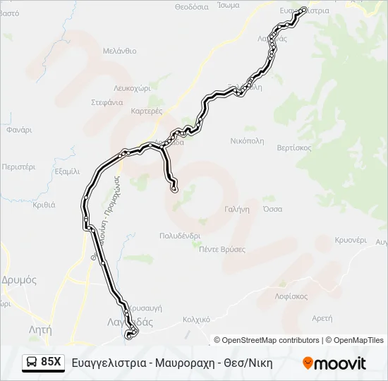 85X Bus Line Map