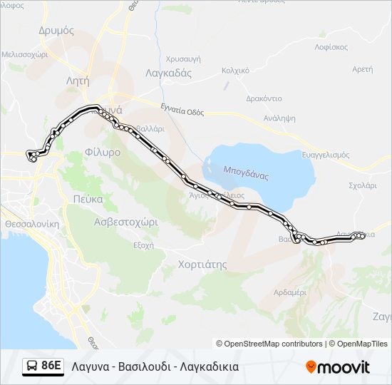 Χάρτης Γραμμής 86E λεωφορείο