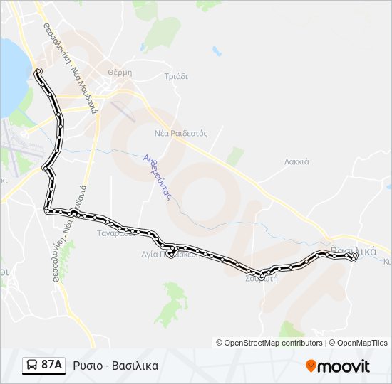 Χάρτης Γραμμής 87A λεωφορείο