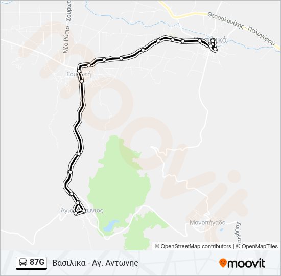 Χάρτης Γραμμής 87G λεωφορείο