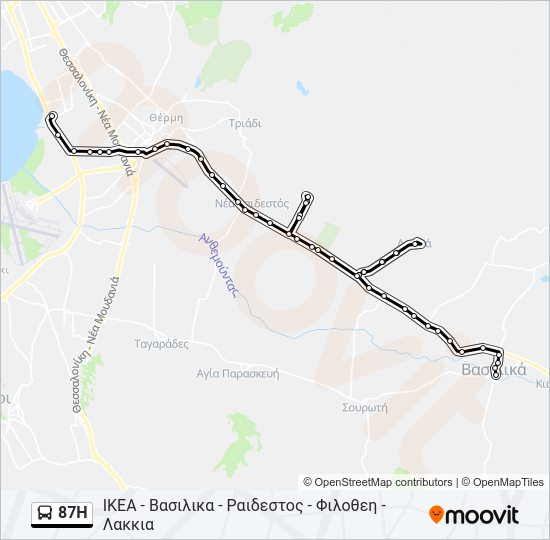 Χάρτης Γραμμής 87H λεωφορείο